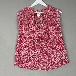 Misa Los Angeles Womens Top Small Pink Floral Smocked Flutter Popover Blouse